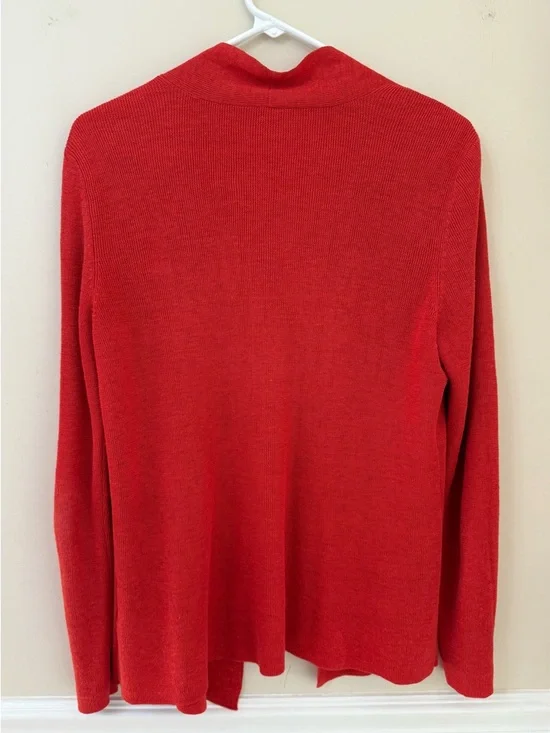 Eileen Fisher 100% linen orange open front cardigan large size medium - Picture 3 of 7